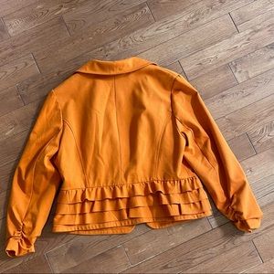 INC Burnt Orange Lined Blazer Jacket Ruffle Trim